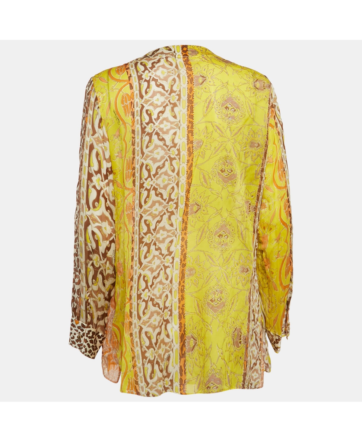 Pre-Owned Roberto Cavalli Women's Printed Silk Lace Up Blouse