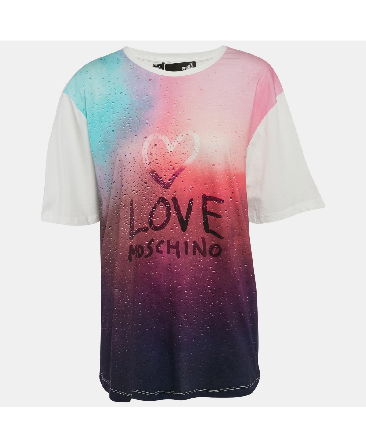 Pre-Owned Love Moschino Women's Blue Striped Denim Button Front Shirt