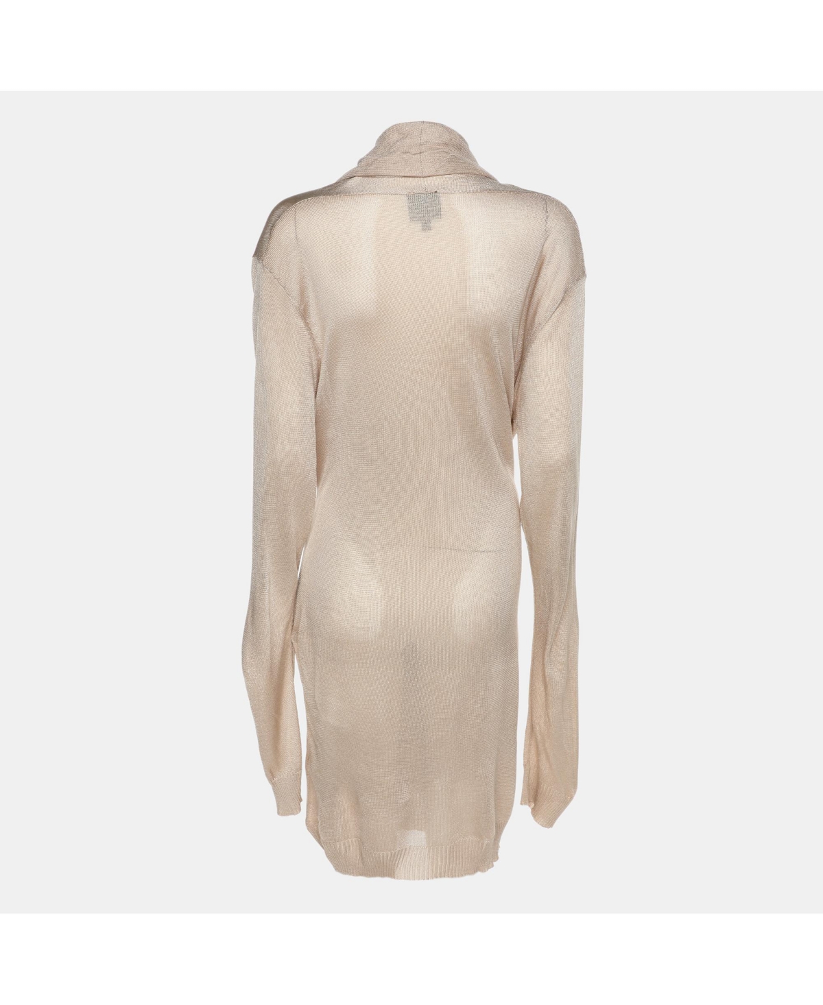 Pre-Owned Roberto Cavalli Women's Beige Stretch Knit Belted Cardigan