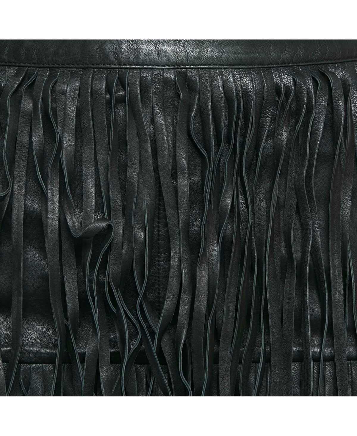 Pre-Owned Zadig & Voltaire Women's Black Leather Fringed Mini Skirt