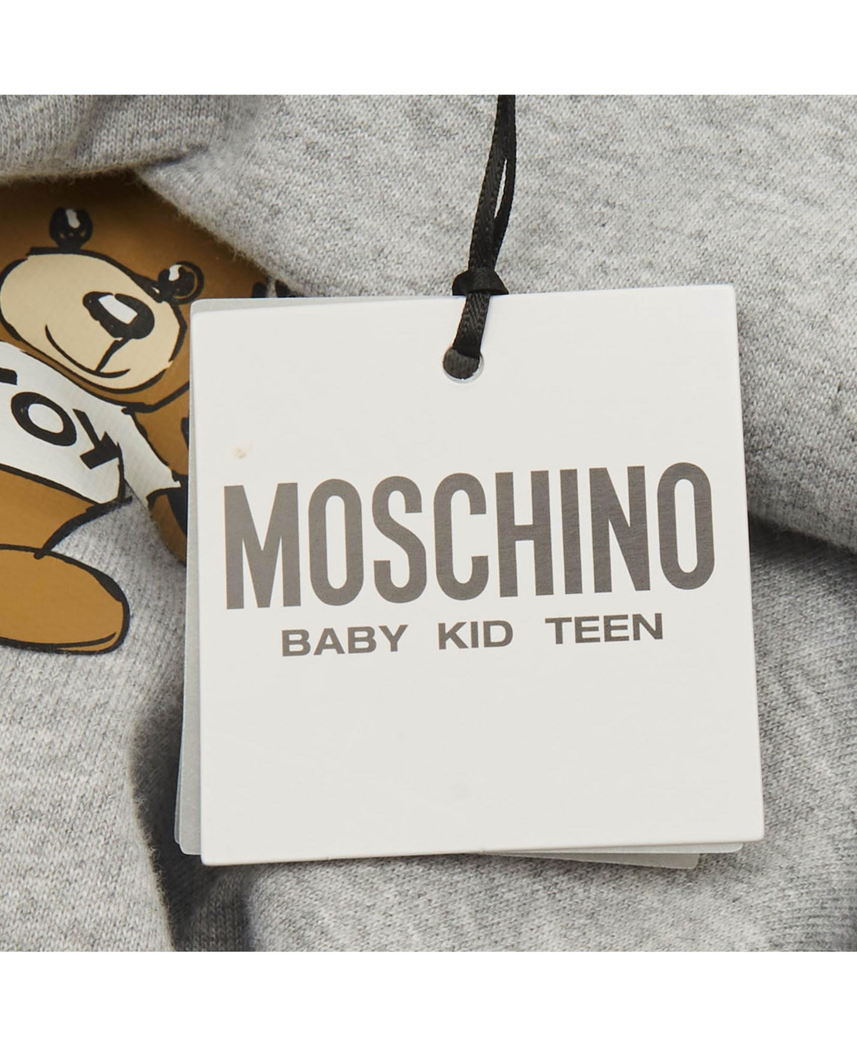 Pre-Owned Moschino Women's Teen Grey Teddy Print Cotton Crewneck Sweatshirt