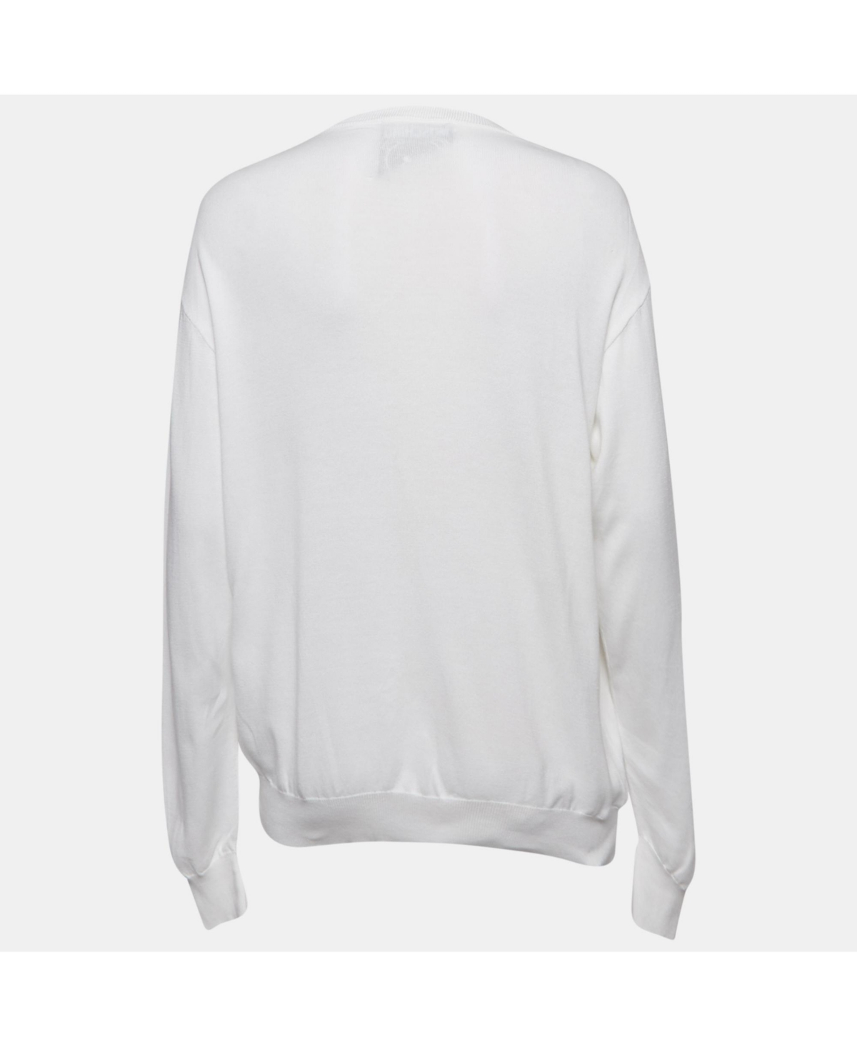 Pre-Owned Moschino Women's Couture White Teddy Print Cotton Crewneck Sweatshirt