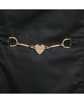 Women's Black Cotton Metal Embellished Short Dress