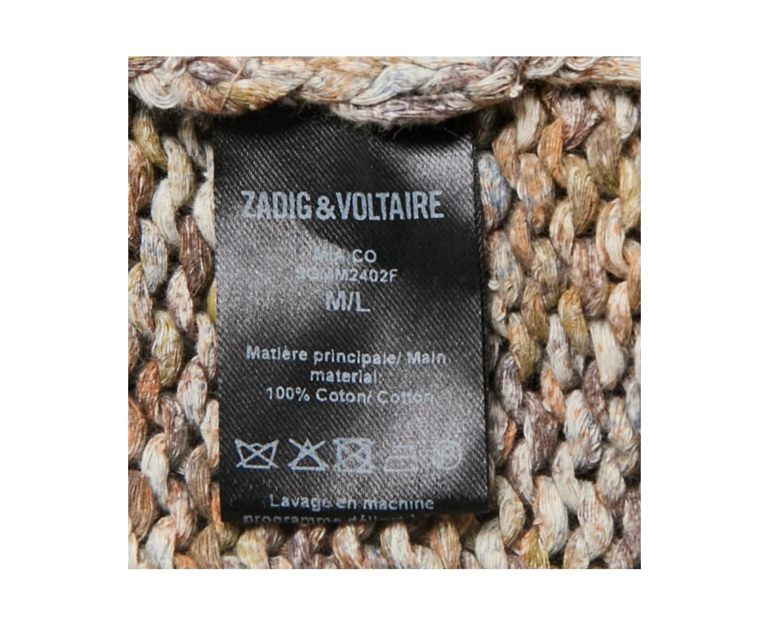 Women's Pre-Owned Zadig and Voltaire Brown Cotton Rib Knit Mia Cardigan