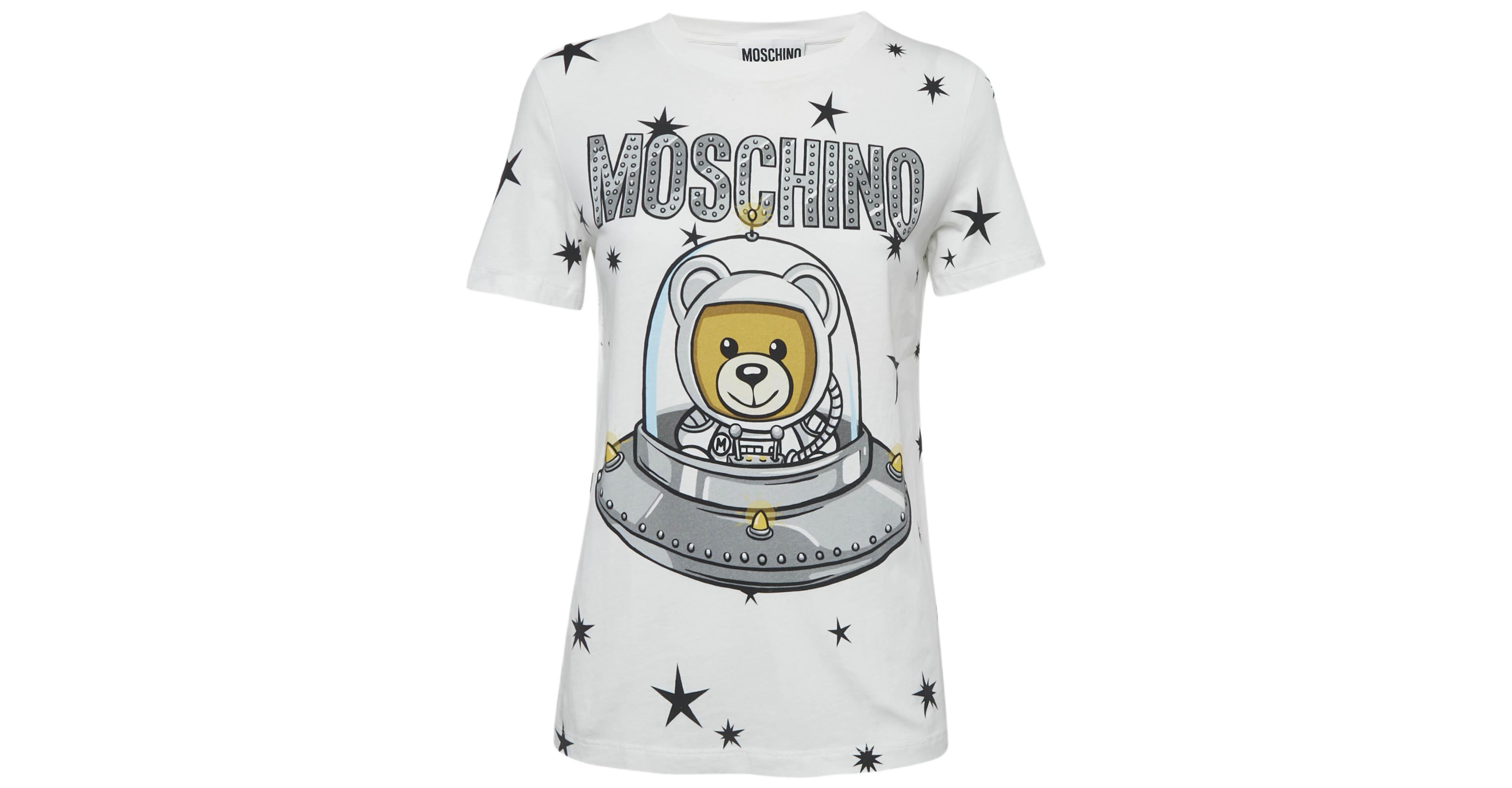 Pre-Owned Moschino Women's Couture Cotton Printed Crew Neck T-Shirt