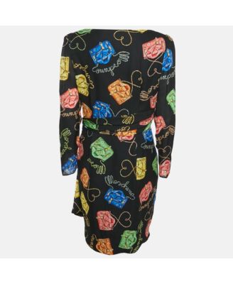 Women's Couture Black Biker Bag Print Silk Wrap