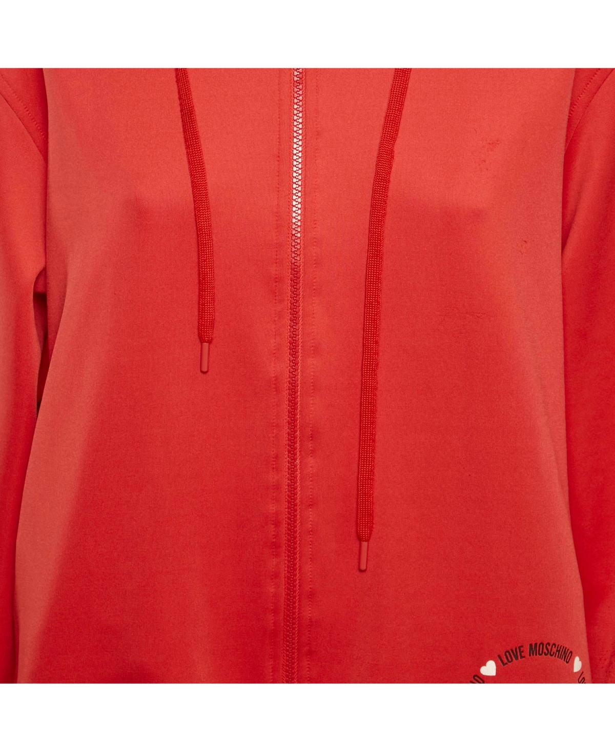 Pre-Owned Love Moschino Women's Red Logo Print Jersey Zip-Up Hoodie