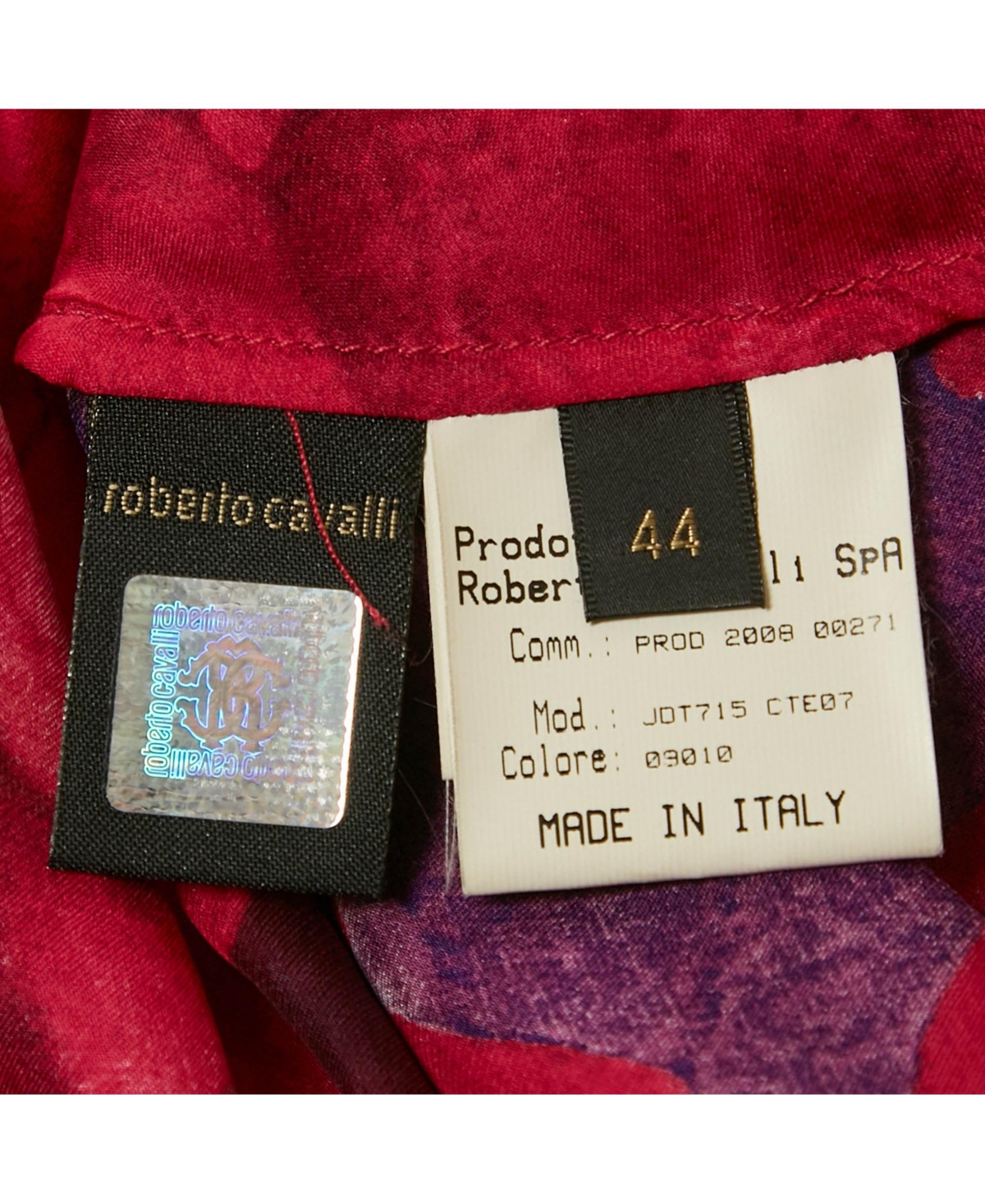 Pre-Owned Roberto Cavalli Women's Pink Floral Print Silk Pleated Blouse