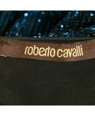 Women's Blue Sequin And Lurex Fringed Strapless Mini Dress