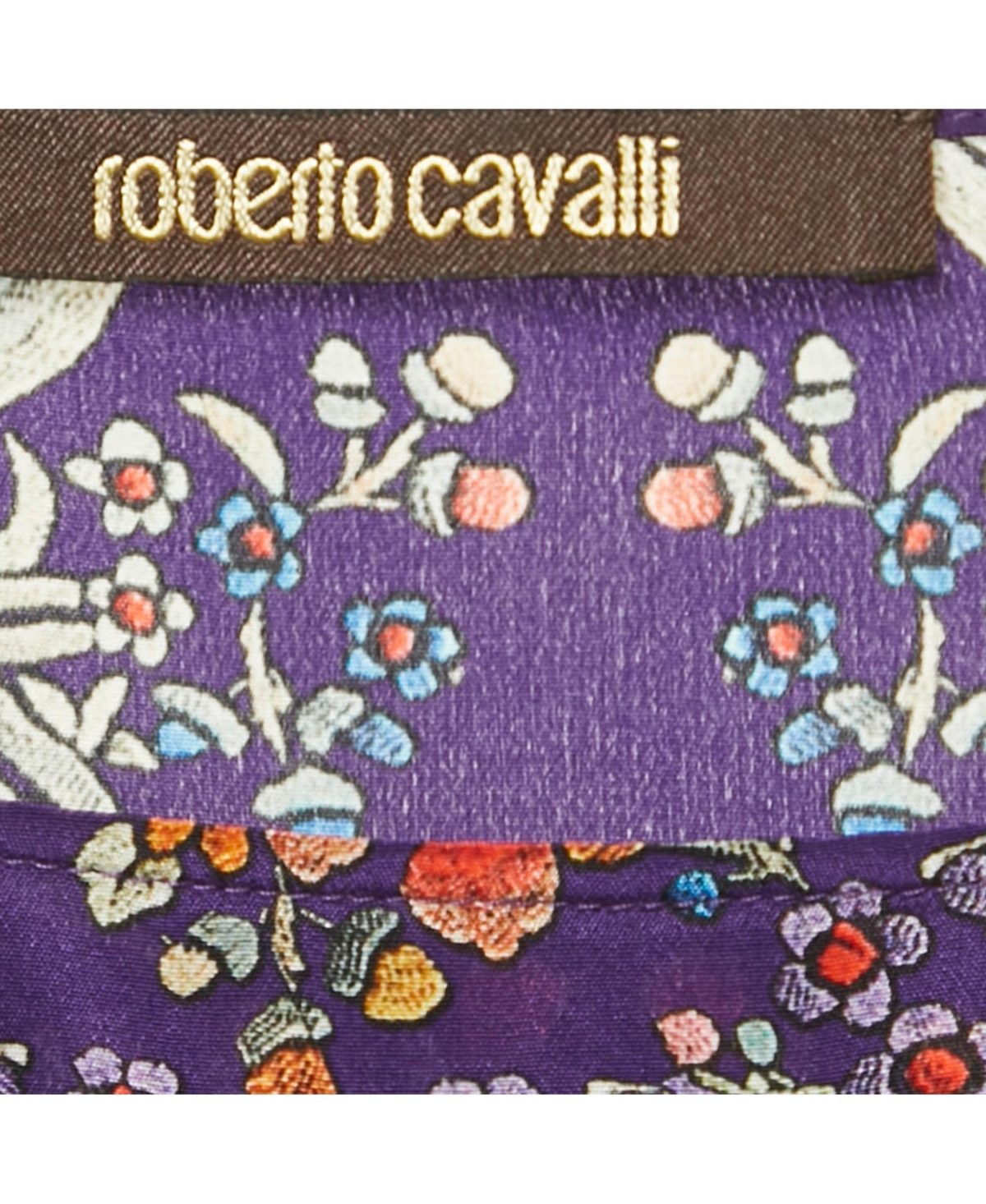 Pre-Owned Roberto Cavalli Women's Purple Printed Silk Kaftan Top