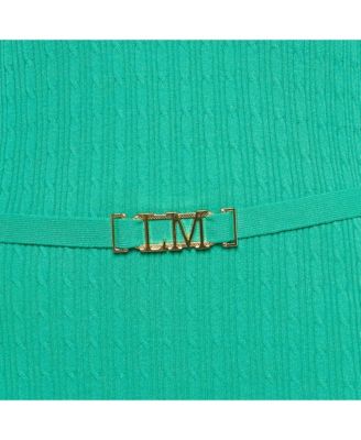 Women's Green Knit Belted Midi Dress