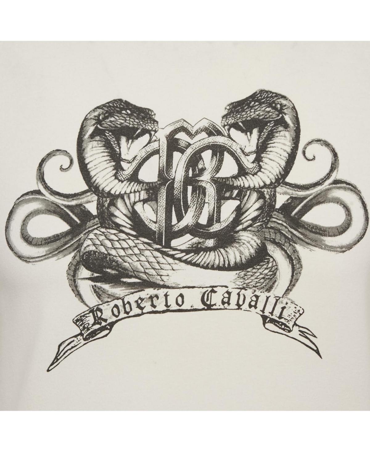 Pre-Owned Roberto Cavalli Men's Cream Printed Jersey T-Shirt