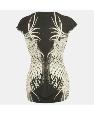 Women's Beige Cotton And Modal Faux Feather Detail T-Shirt