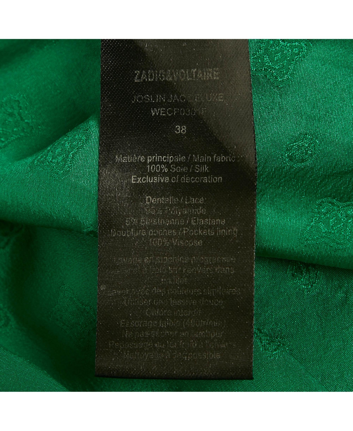 Pre-Owned Zadig & Voltaire Women's Green Patterned Silk Lace Trim Joslin Midi Skirt