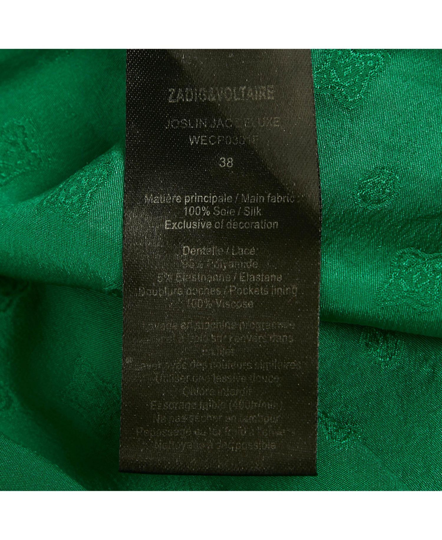 Women's Green Patterned Silk Lace Trim Joslin Midi Skirt