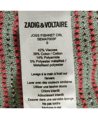 Women's Blue/pink Lurex Joss Fishnet Tank Top