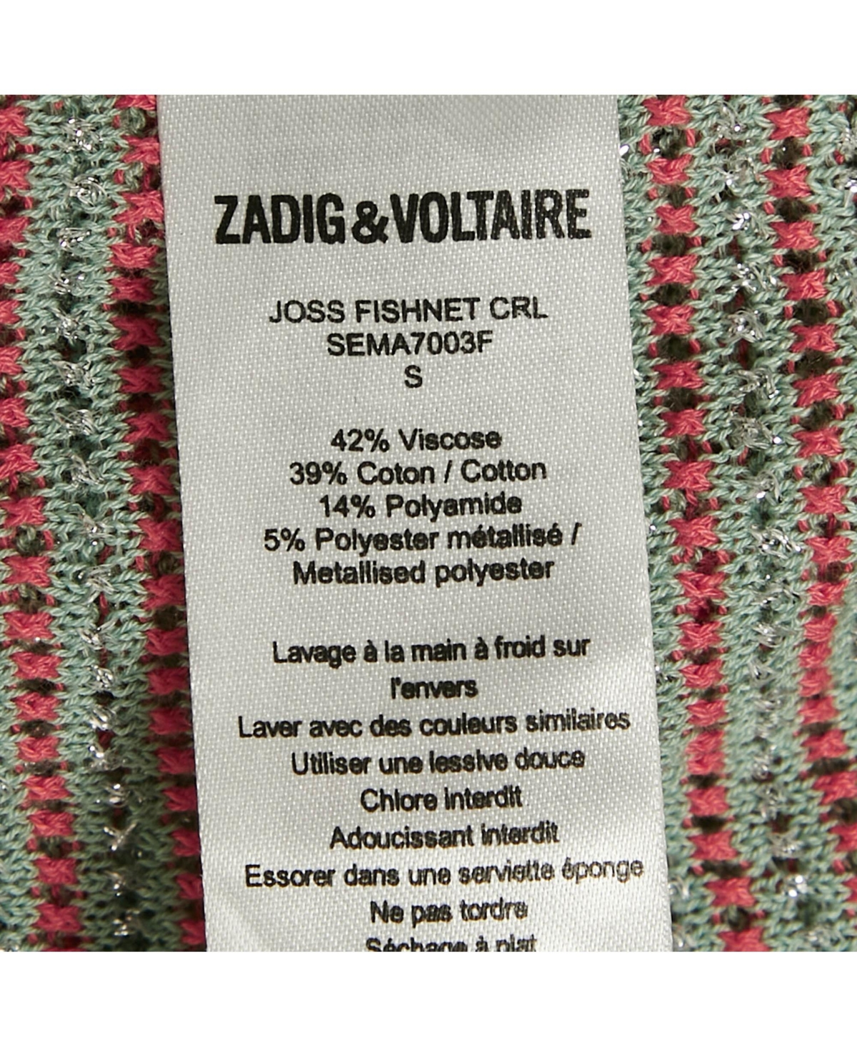 Pre-Owned Zadig & Voltaire Women's Blue/pink Lurex Joss Fishnet Tank Top