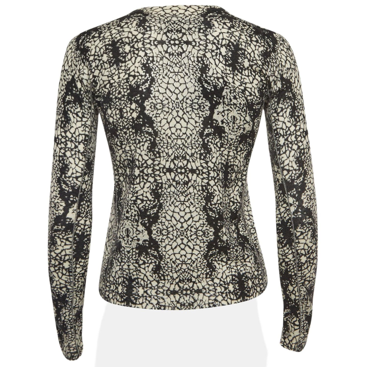 Women's Pre-Owned Zadig and Voltaire Black/white Abstract Print Cashmere Buttoned Cardigan