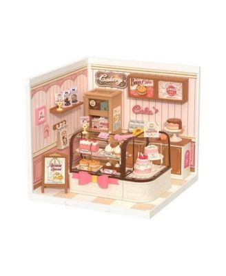 3D Puzzles DIY Miniature Dollhouse Cake Shop Dessert Shop Building Set Toys Playset Decorative Ornaments for Gift Pink