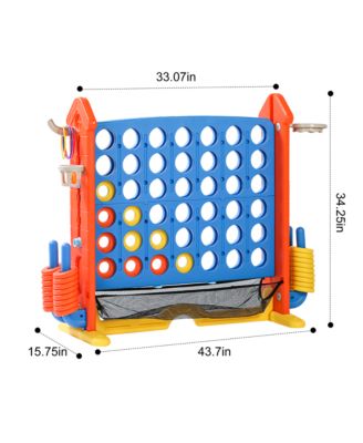 4 in 1 Giant Game Set with Adjustable Height Jumbo Connect 4 Basketball Ring Toss Golf Games Portable Outdoor Set for Kids Adults