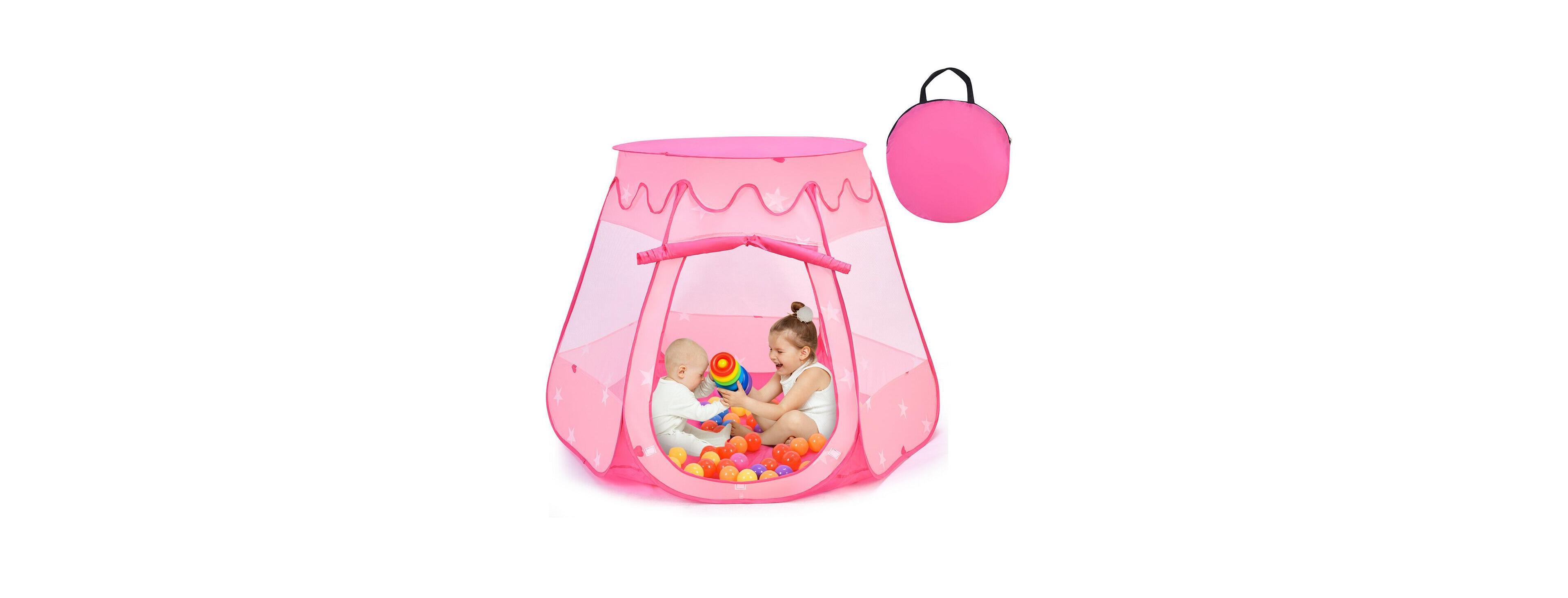 Skonyon Pink Portable Kid Play House Play Tent with 100 Balls