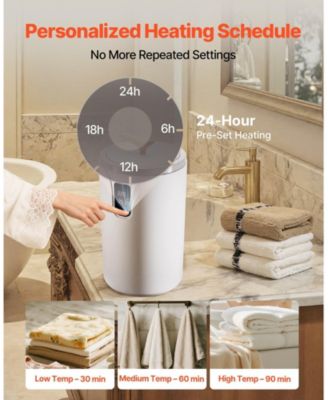 Towel Warmers for Bathroom, Towel Warmer Bucket with 24H Delay Timer & Child Lock & Auto Shut Off