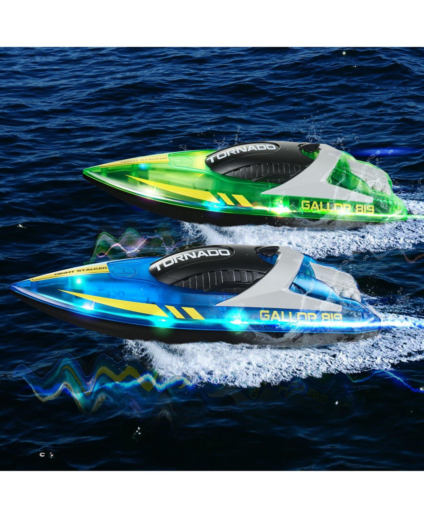 Детские игрушки Mecale 2-Pack Racing LED Waterproof RC Boats, цвет: Синий — фото 2