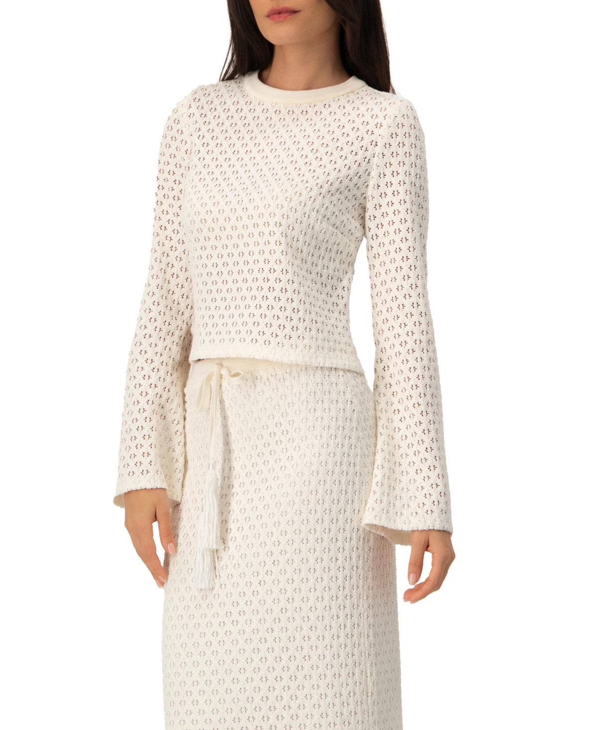 Ivonne Women's Textured Knit Top with Flared Sleeves