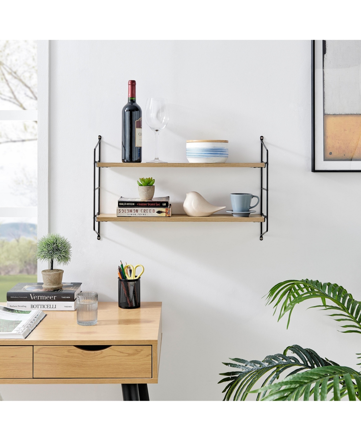 Danya B Severini Floating Bracket Farmhouse Two-Tier Wall Shelf