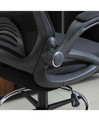 Mesh Drafting Chair with Flip-Up Armrests and Swivel Wheels,