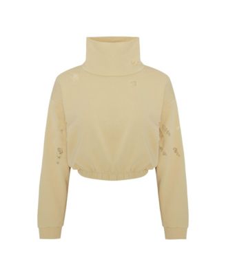Women's Cotton Destroyed High-Neck Sweatshirt