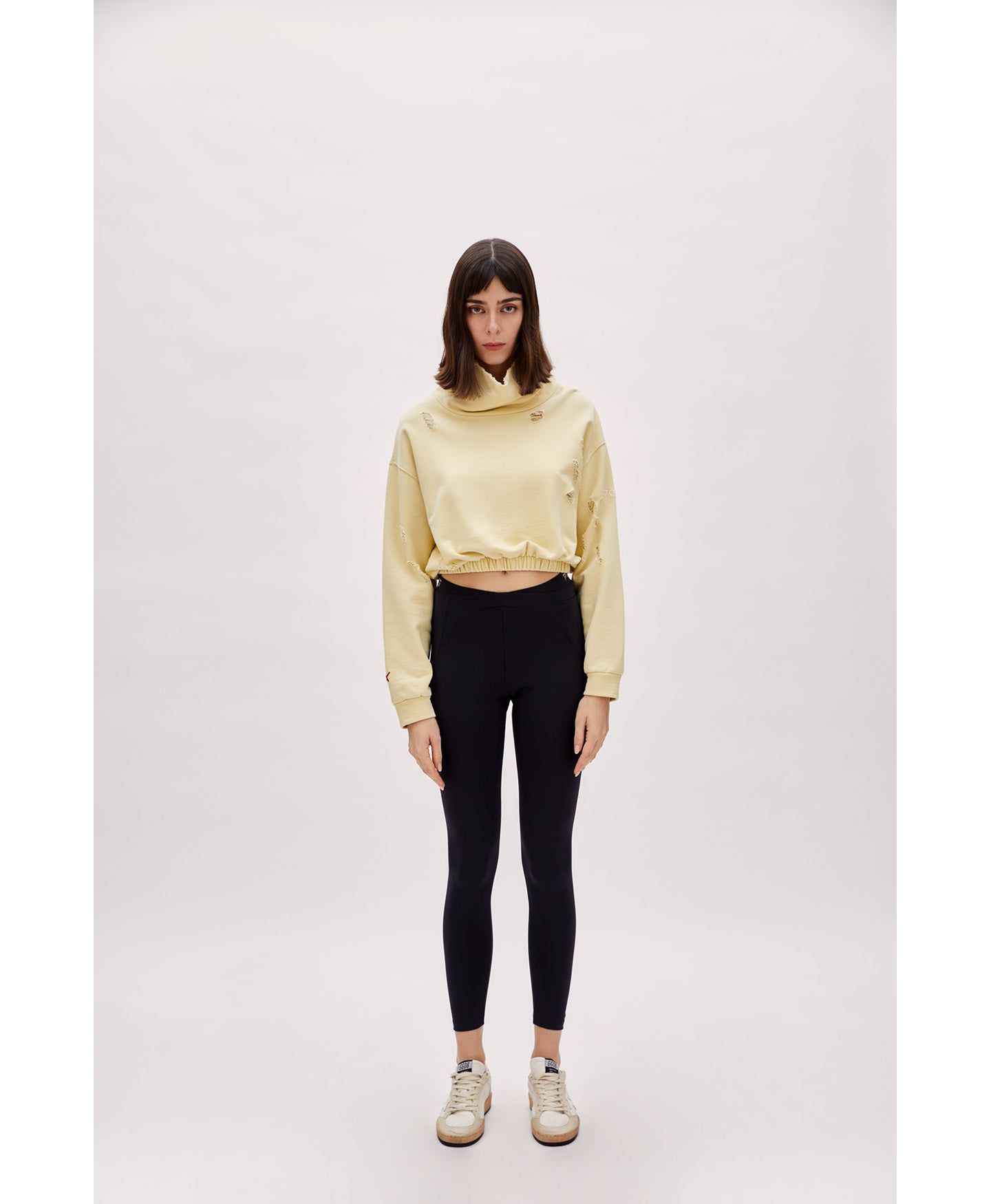 Женский топ PCFG Cotton Destroyed High Neck Sweat, цвет: Бежевый — фото 5