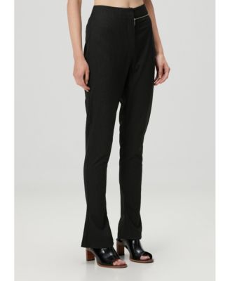Women's Striped Zip Detail Skinny Flare Pants