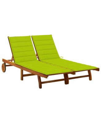 2-Person Patio Sun Lounger with Cushions Solid Acacia Wood
