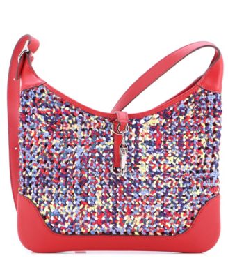 Pre-Owned HERMES 31 Trim Duo Bag Printed Silk and Leather