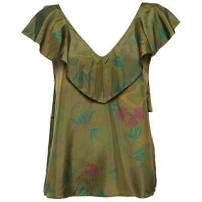 Women's Brown Tink Leopard Print Satin Blouse