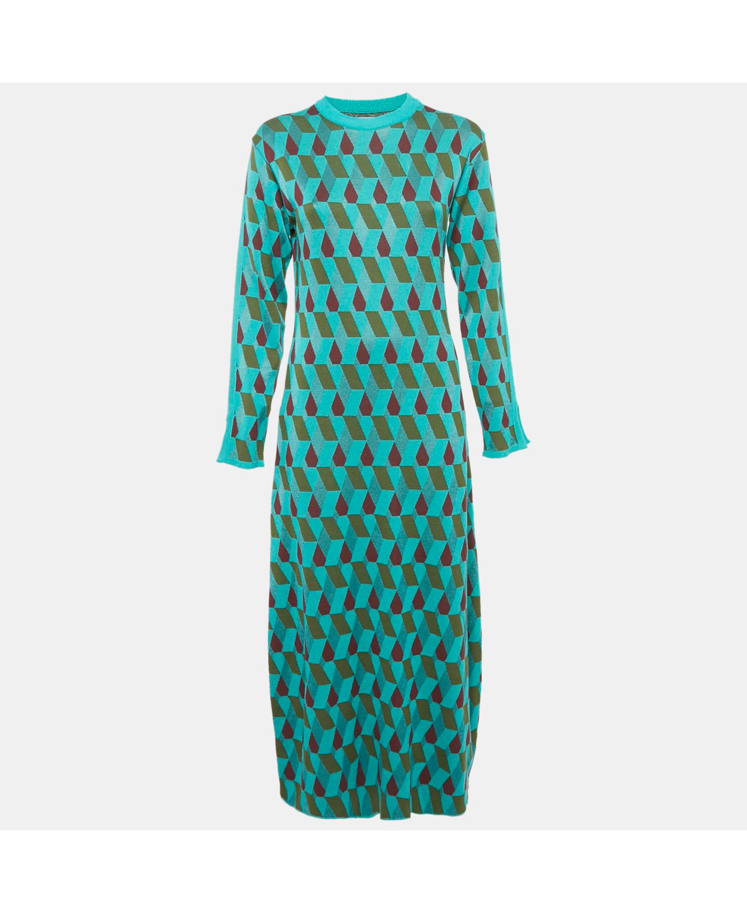 Women's Green Jacquard Dress
