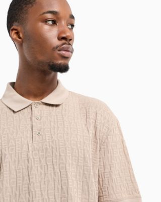 Men's Allover Textural Logo Polo Shirt