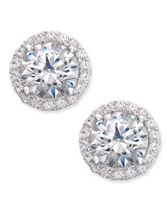 Cubic Zirconia Halo Stud Earrings in Sterling Silver - White 150$