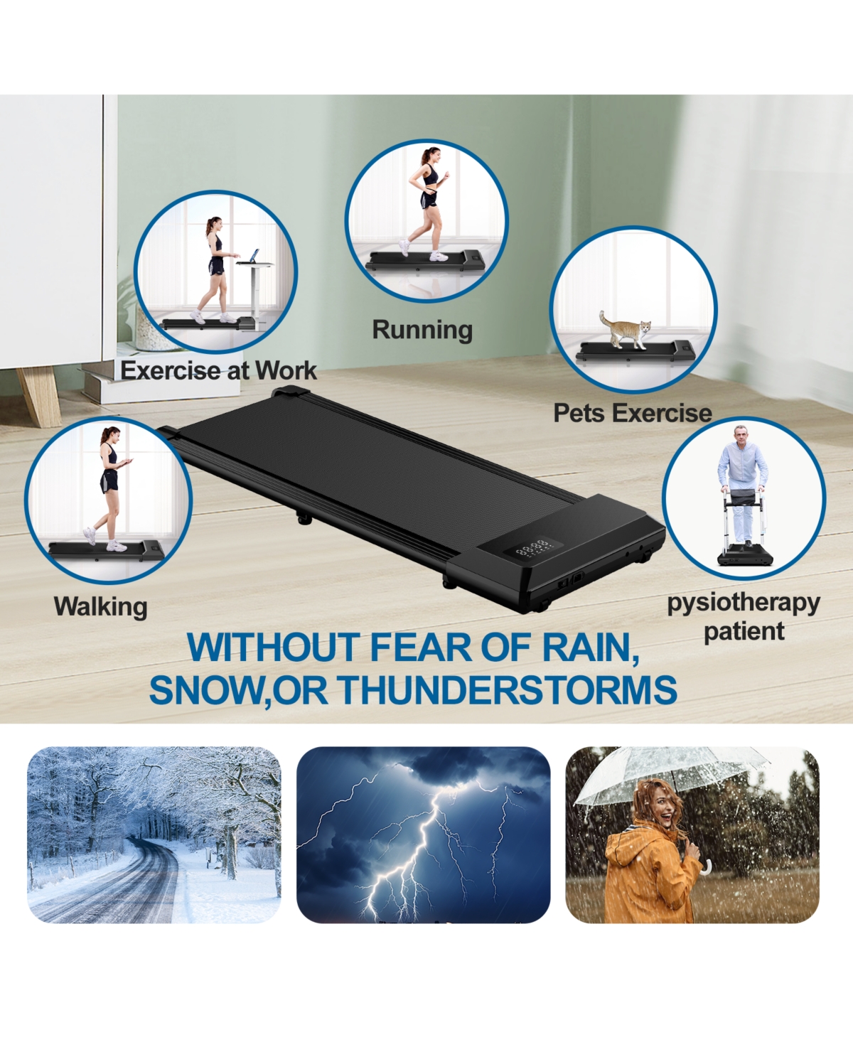 Superun 35.43 In Long Run Area Walking Pad, 2 in 1 Under Desk Treadmill, Walking Pad Treadmill Under Desk