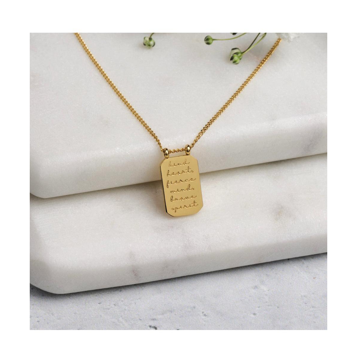 Mantra Kind Heart Fierce Mind Brave Spirit Note To Self Necklace Yellow Gold
