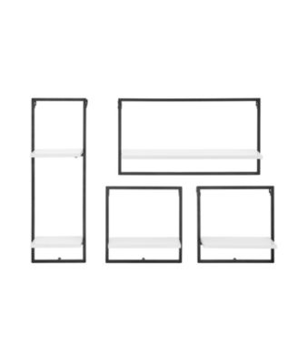 Framed 4-Piece Shelf Set - Metal Frame and MDF Shelves