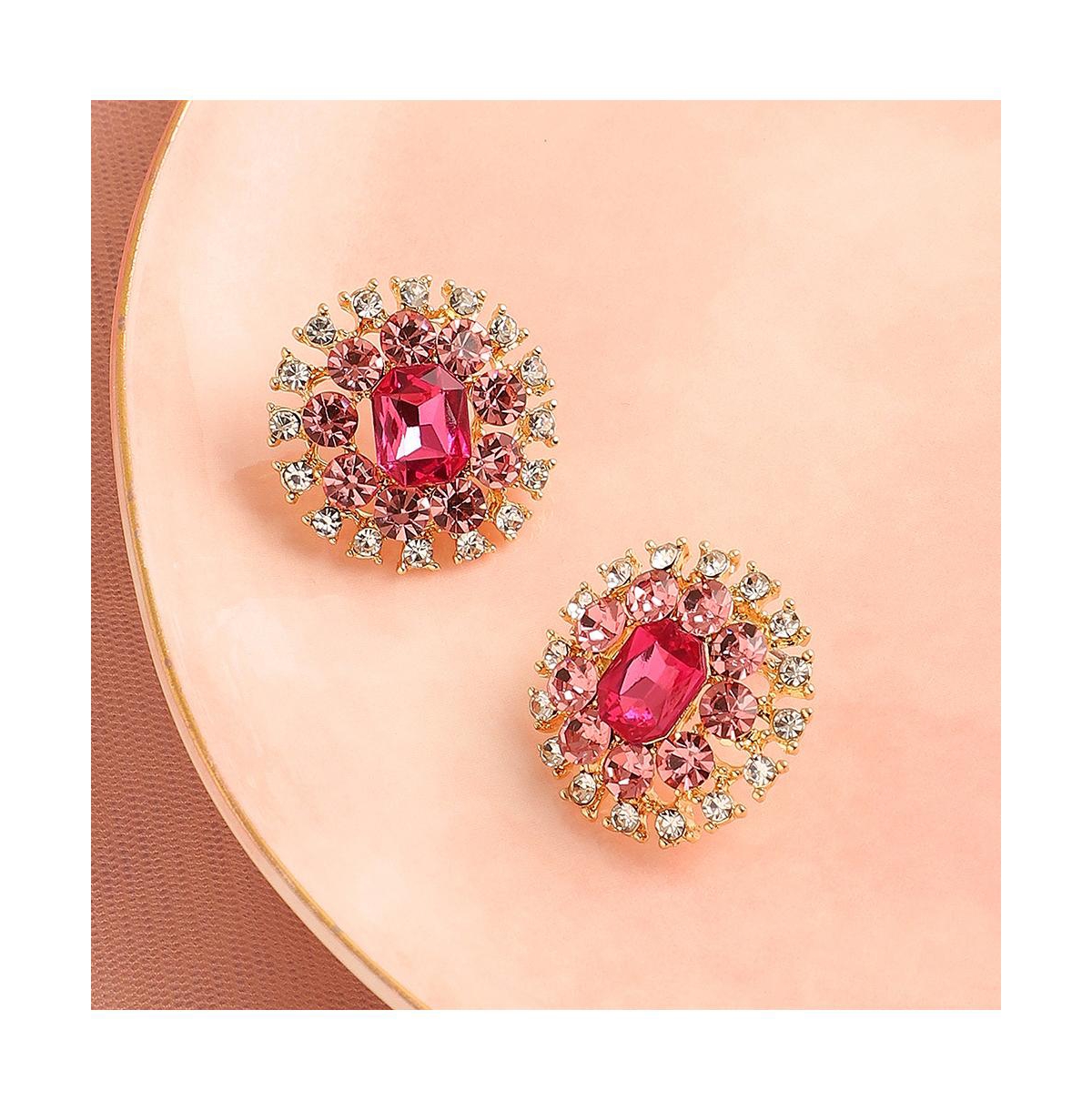 Sohi Women's Embellished Circular Stud Earrings