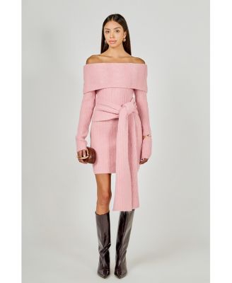 Women's Off Shoulder Sweater Mini Dress