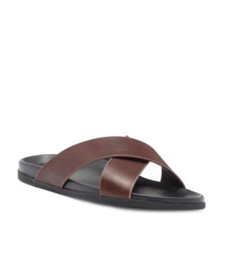 Men's Jake Dress Casual Cross-Strap Leather Slide Sandal