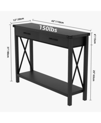 Console Table with Storage Industrial Drawers-43 Entryway, Narrow Long Sofa Living Room, Couch, Hallway, Foyer, Kitchen Counter