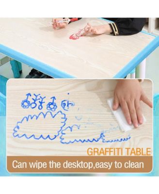 Kids Table and Chairs, Height Adjustable Toddler Table and 6 Chair,Children Activity Table for Daycare, Classroom, Home