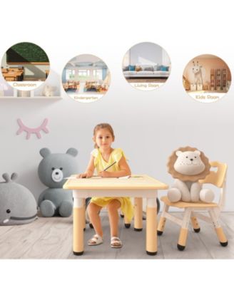 Kids Table and 2 Chairs Set,Children Multi-Activity Table for 2, Kids Study Table for Home Daycare Preschool for Ages 2-8