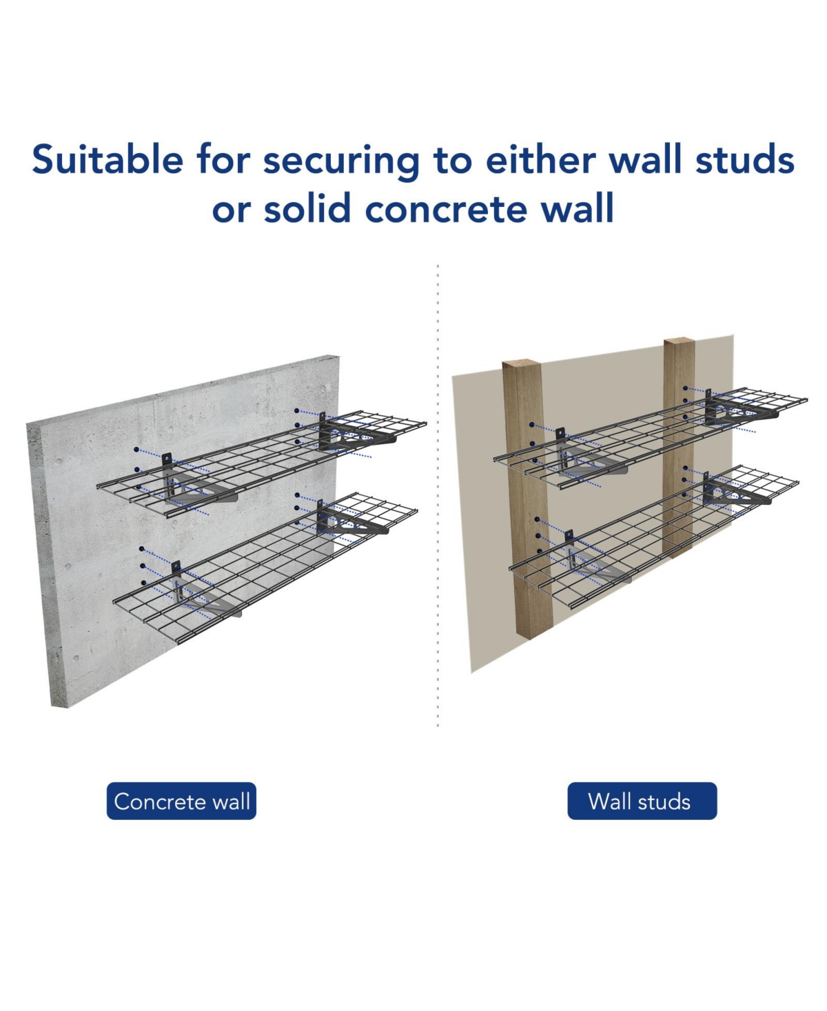 FlexiMounts Wr Series WR14B-e – 12″ D × 48″ W Black Steel Wall Shelves (2-Pack)