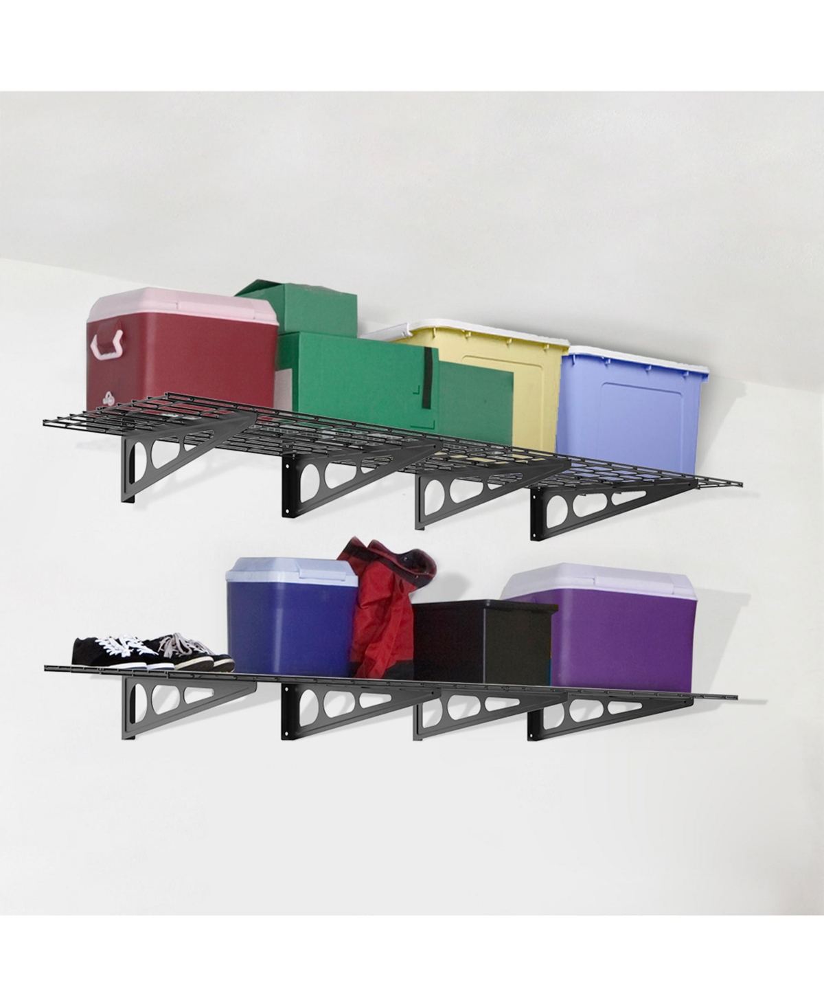 FlexiMounts Wr Series WR26B-e – 24″ D × 36″ W Black Steel Wall Shelves (4-Pack)